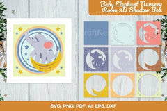 Baby Elephant Nursery Room 3D Shadow Box SVG Bundle - CraftNest - Digital Crafting and Art