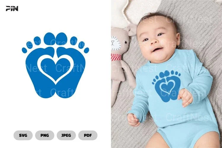 Baby Footprint Cute Baby SVG Bundle - CraftNest - Digital Crafting and Art