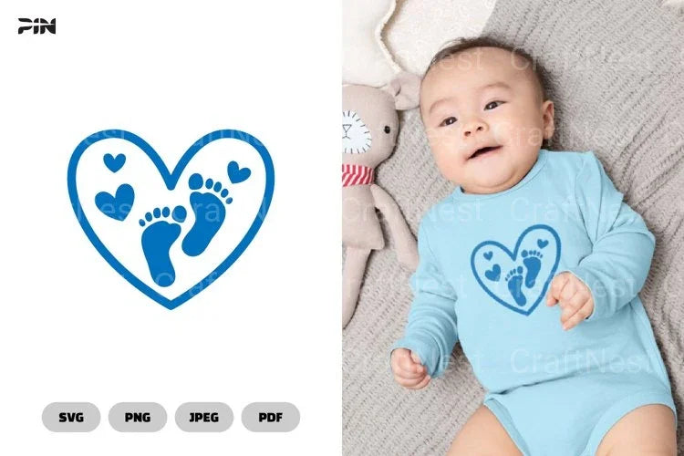 Baby Footprint Cute Baby SVG Bundle - CraftNest - Digital Crafting and Art