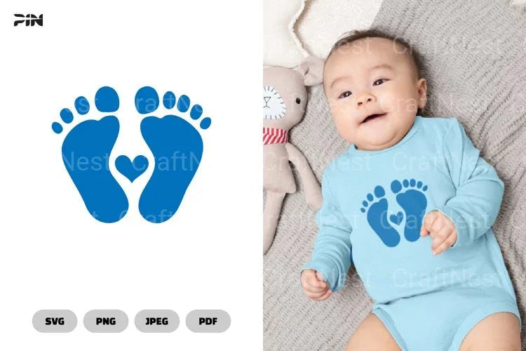 Baby Footprint Cute Baby SVG Bundle - CraftNest - Digital Crafting and Art