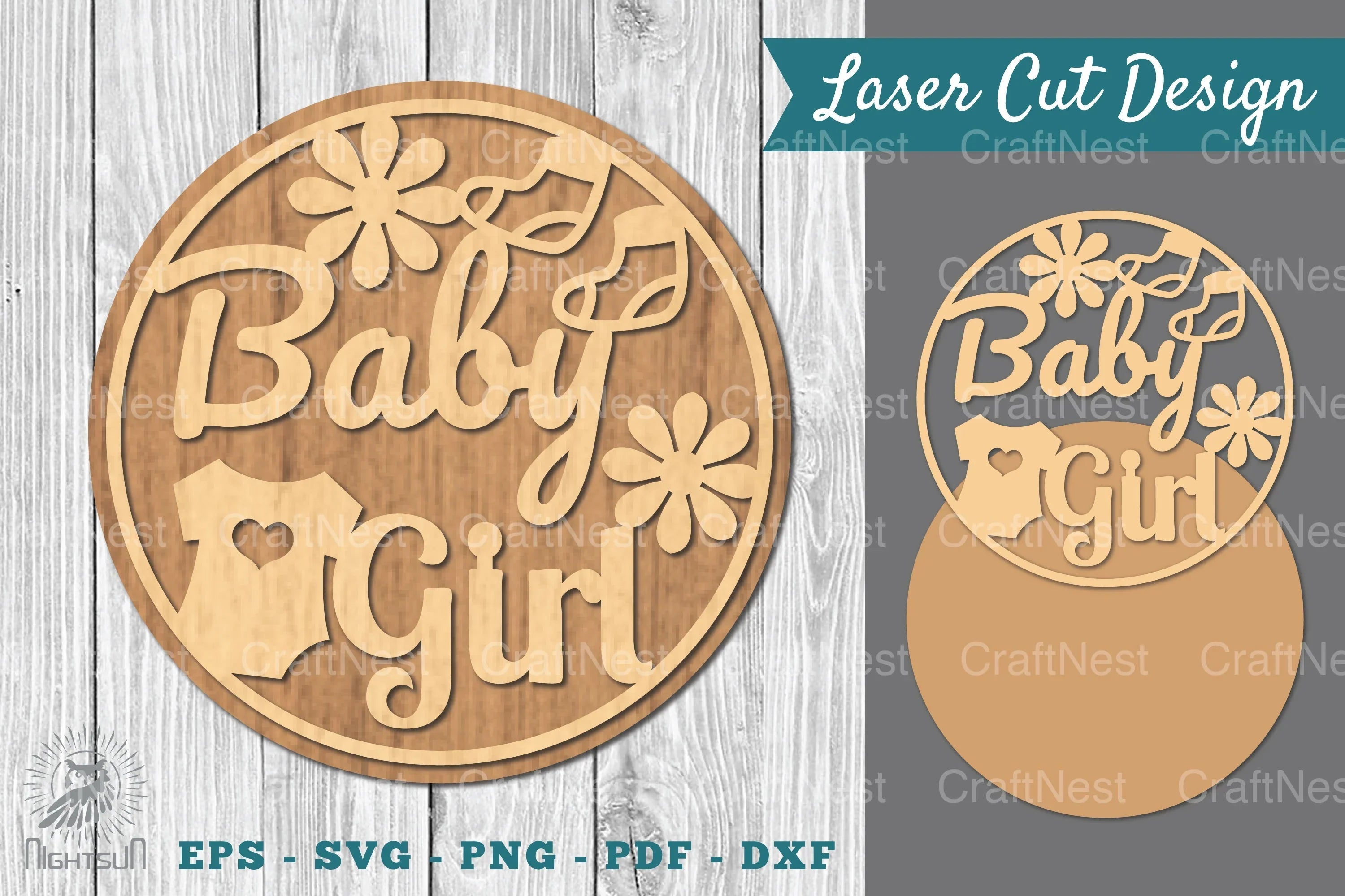Baby Girl Laser Cut Sign SVG Bundle - CraftNest - Digital Crafting and Art