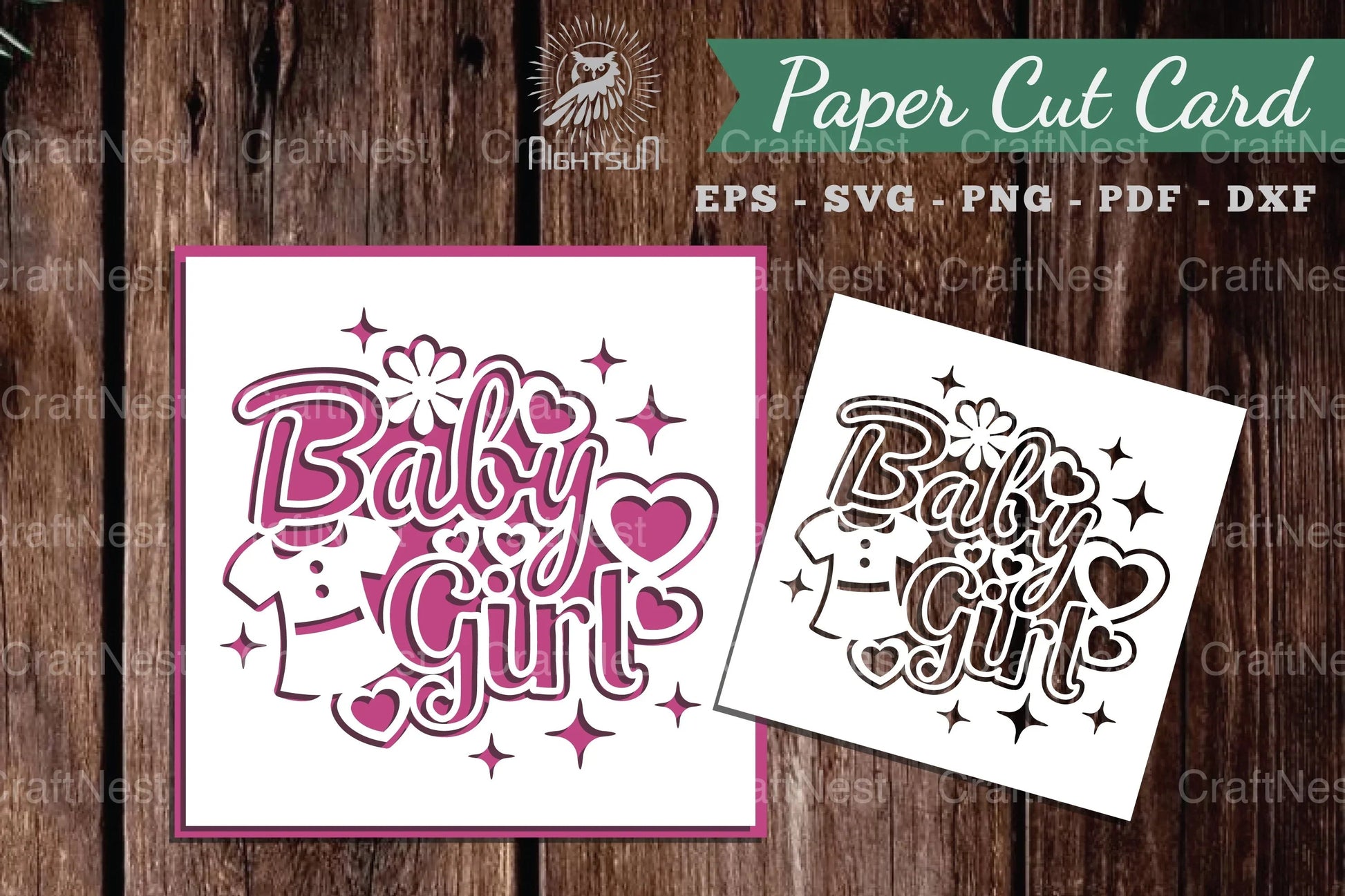 Baby Girl Papercut Card SVG Bundle - CraftNest - Digital Crafting and Art
