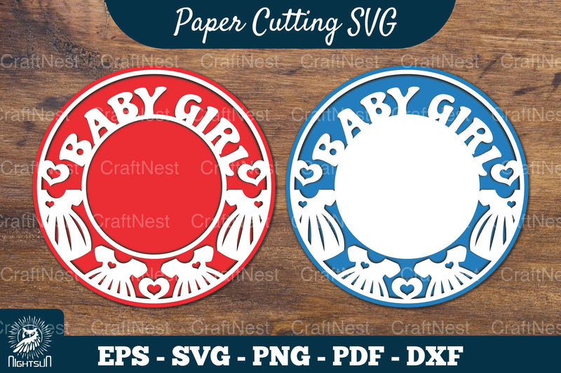 Baby Girl Papercut Circle Clipart Bundle - CraftNest - Digital Crafting and Art