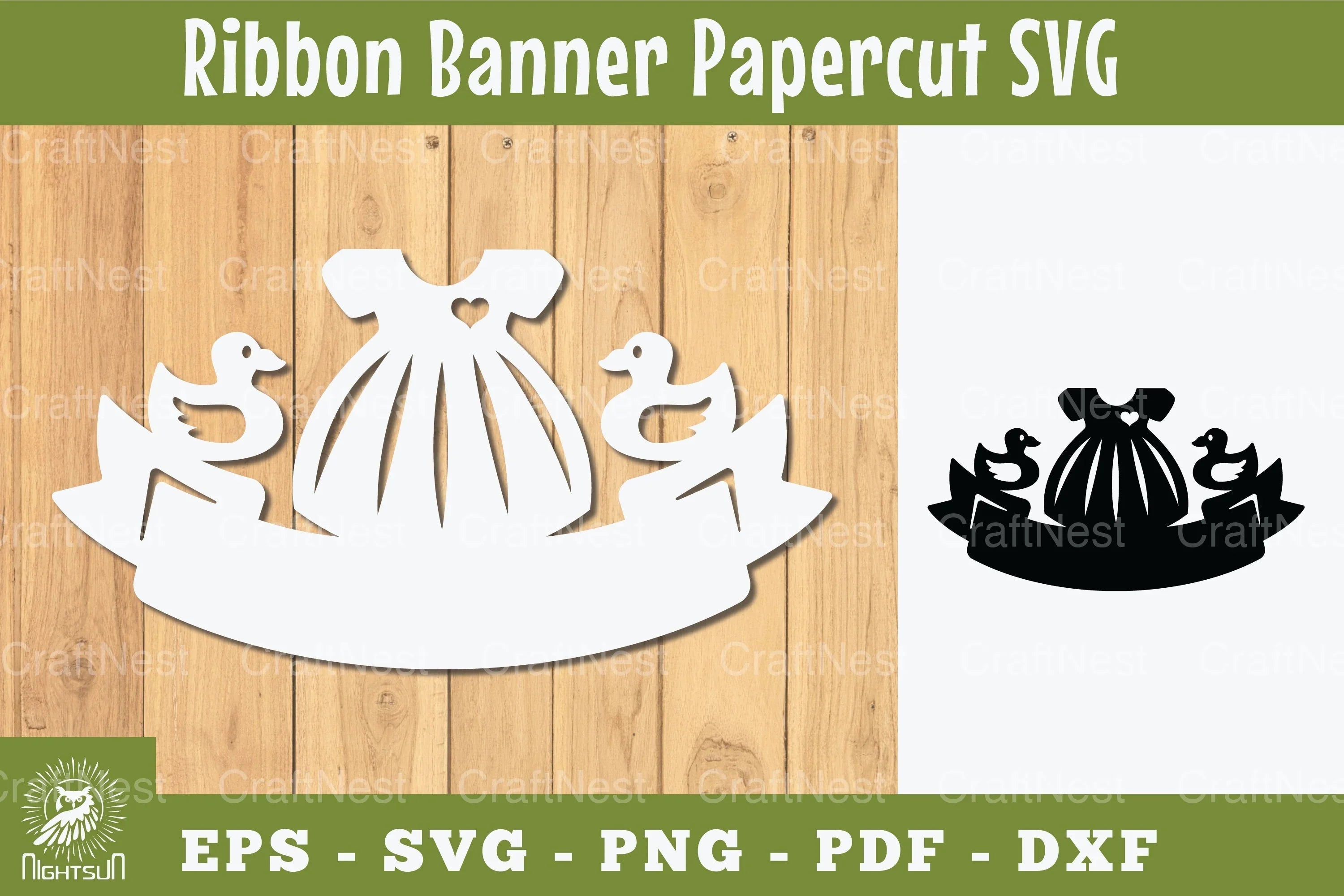 Baby Girl Ribbon Banner Papercut Clipart Bundle - CraftNest - Digital Crafting and Art
