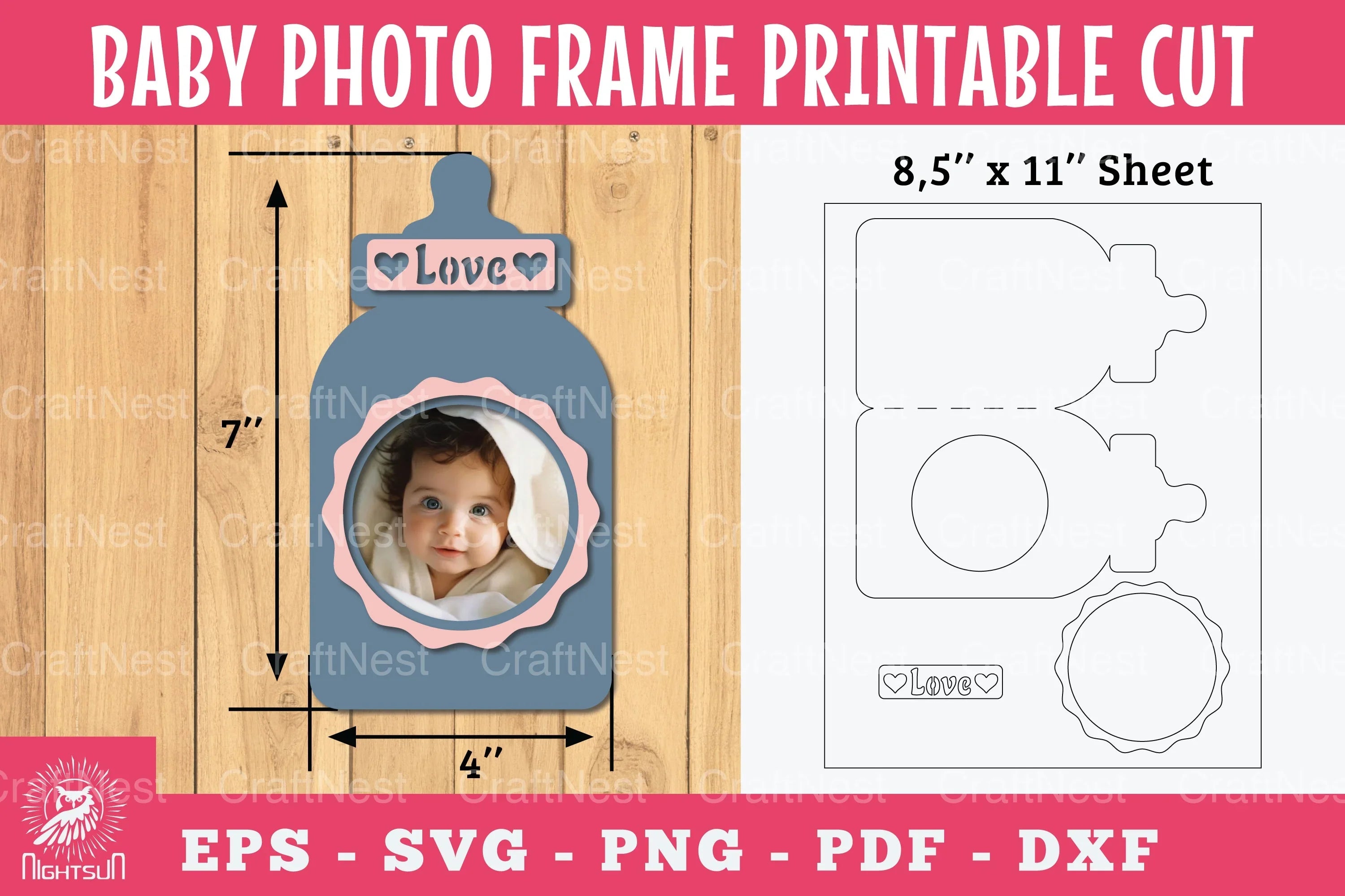 Baby Photo Frame Papercut Craft Template - CraftNest - Digital Crafting and Art