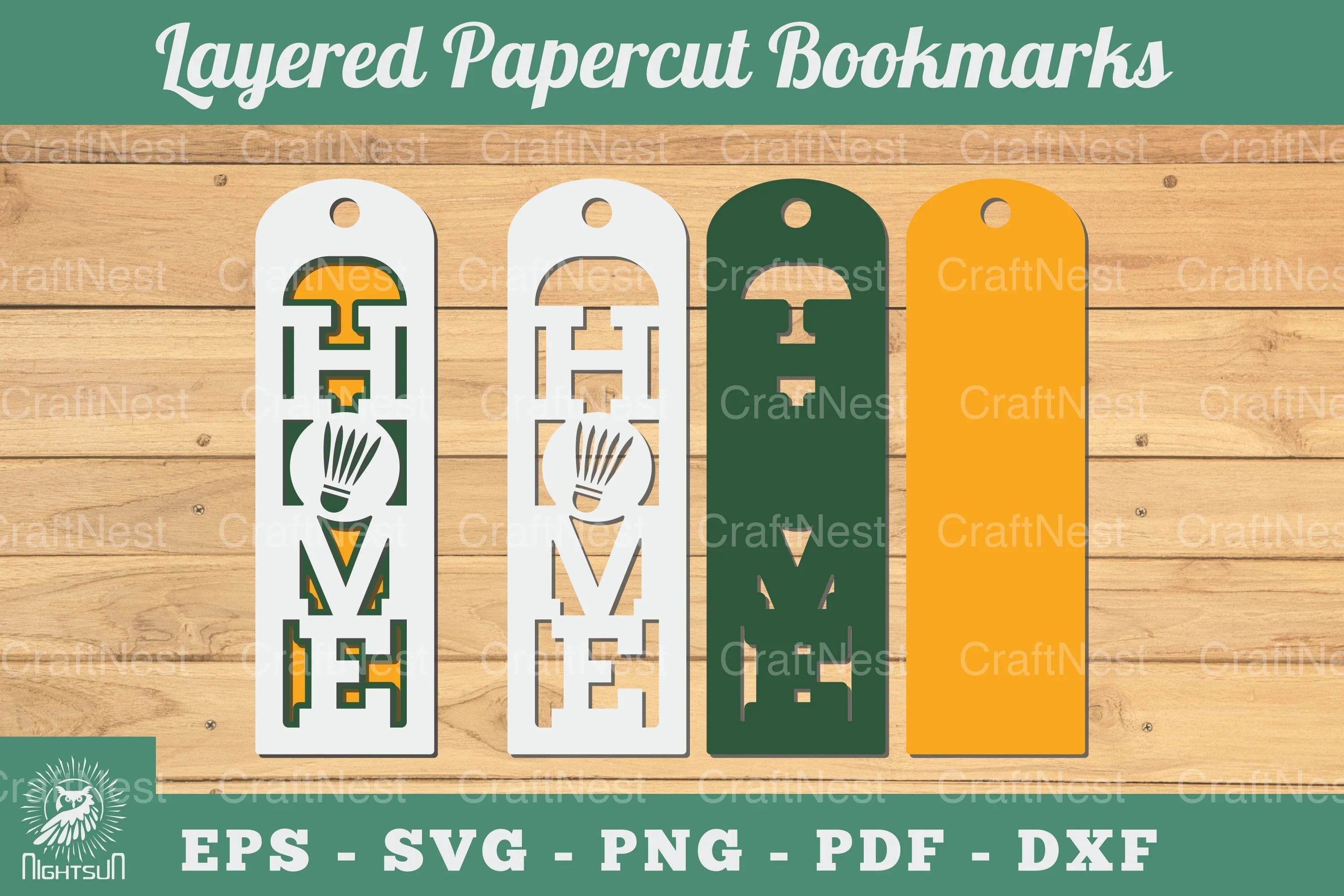 Badminton Ball Home 3D Papercut Bookmarks Bundle - CraftNest - Digital Crafting and Art