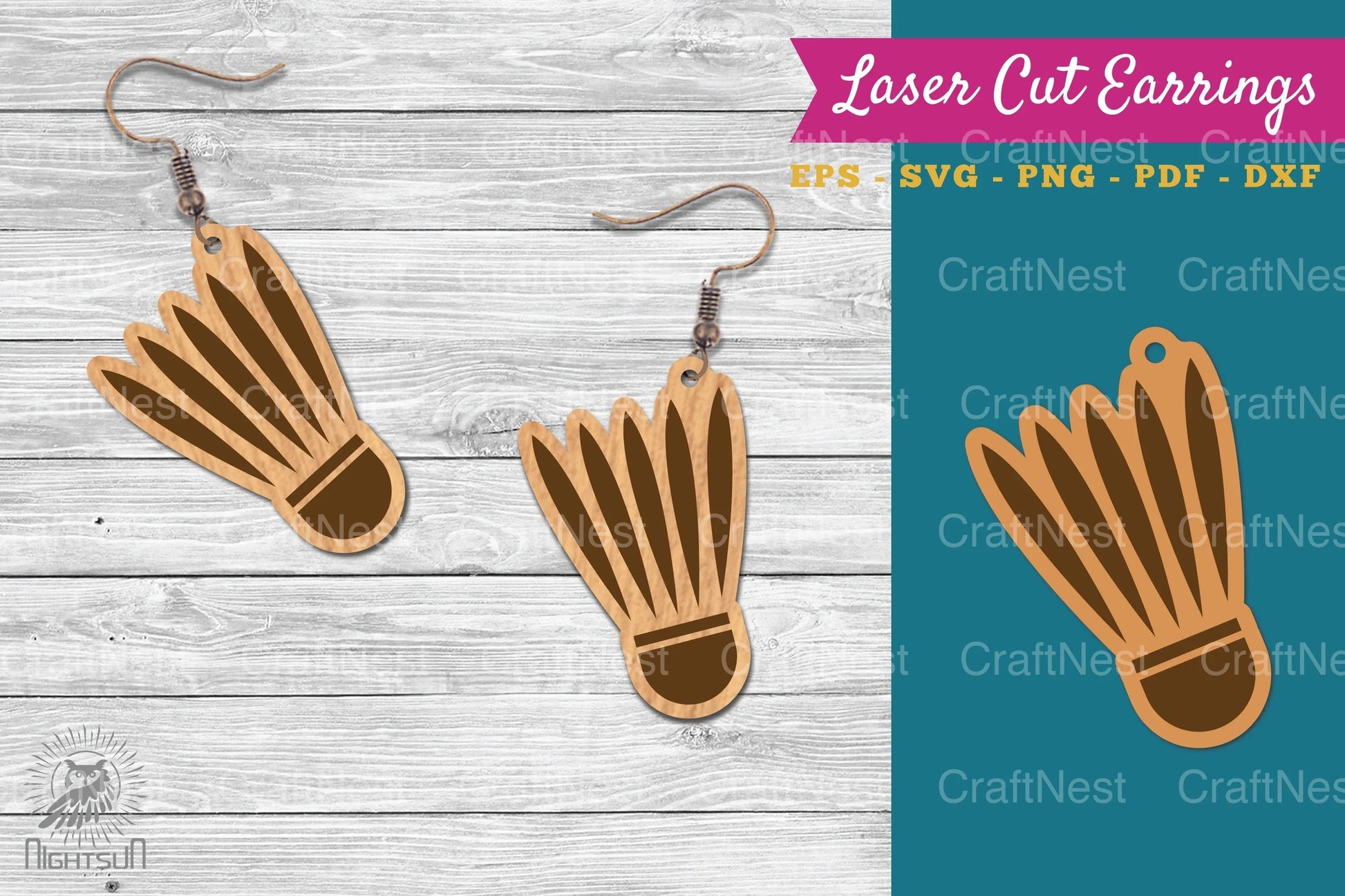 Badminton Ball Laser Cut Earrings Design Bundle - CraftNest - Digital Crafting and Art