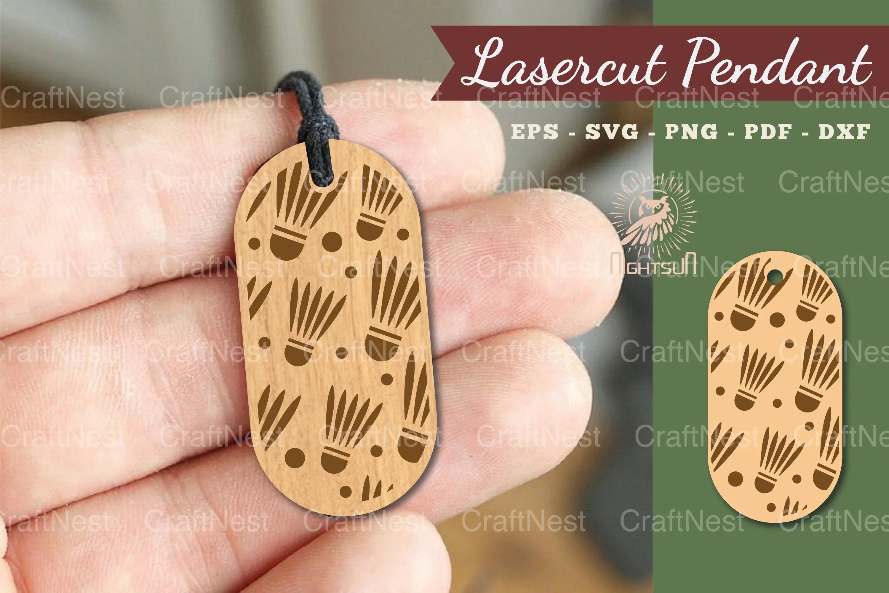 Badminton Lasercut Pendant Design Bundle - CraftNest - Digital Crafting and Art
