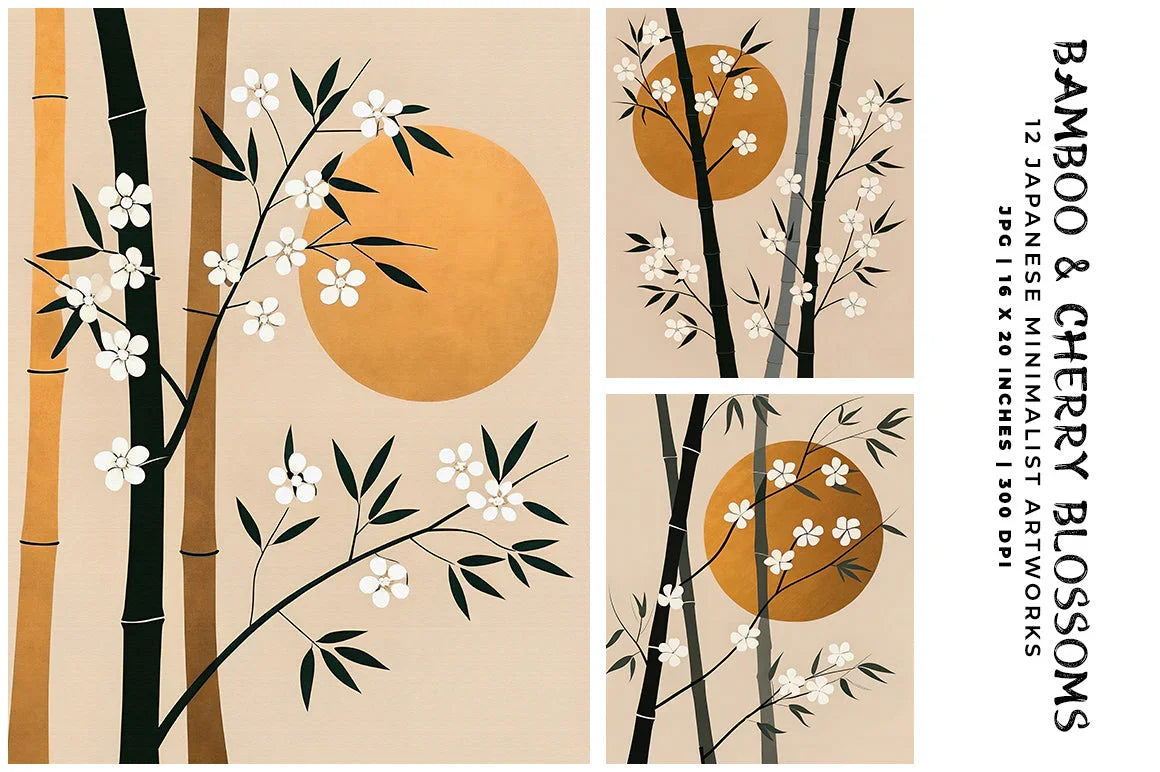Bamboo Cherry Blossoms - Asian - CraftNest - Digital Crafting and Art