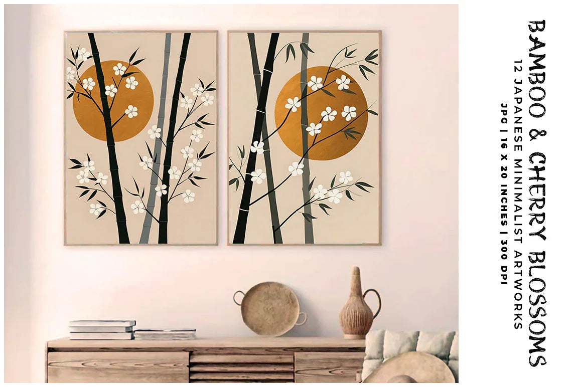 Bamboo Cherry Blossoms - Asian - CraftNest - Digital Crafting and Art