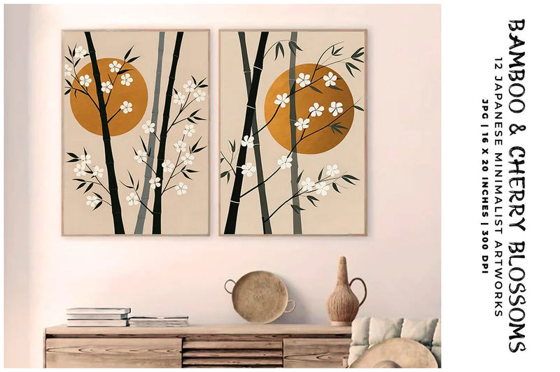 Bamboo Cherry Blossoms - Asian - CraftNest - Digital Crafting and Art