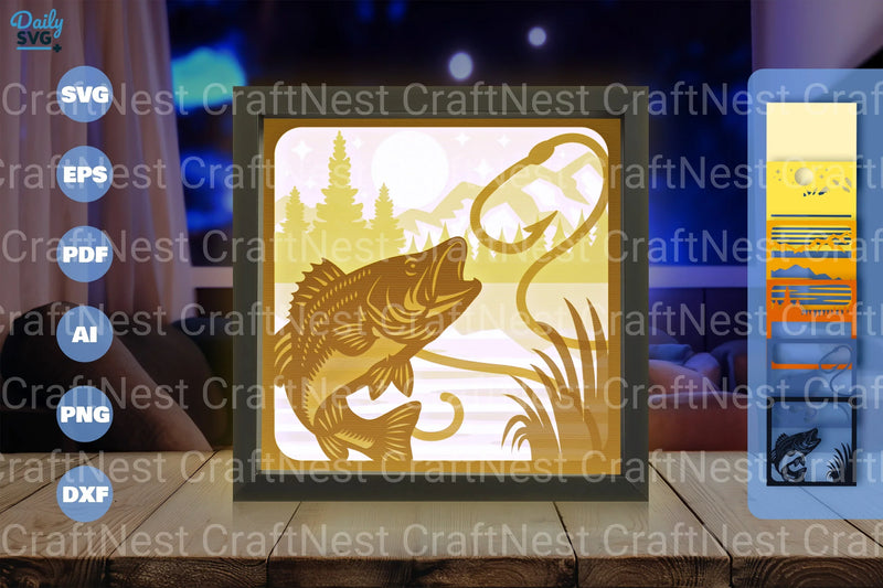 Bash Fish Fishing Papercut SVG Bundle - CraftNest - Digital Crafting and Art