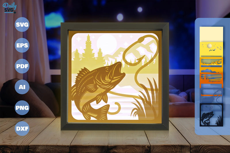 Bash Fish Fishing Papercut SVG Bundle - CraftNest - Digital Crafting and Art