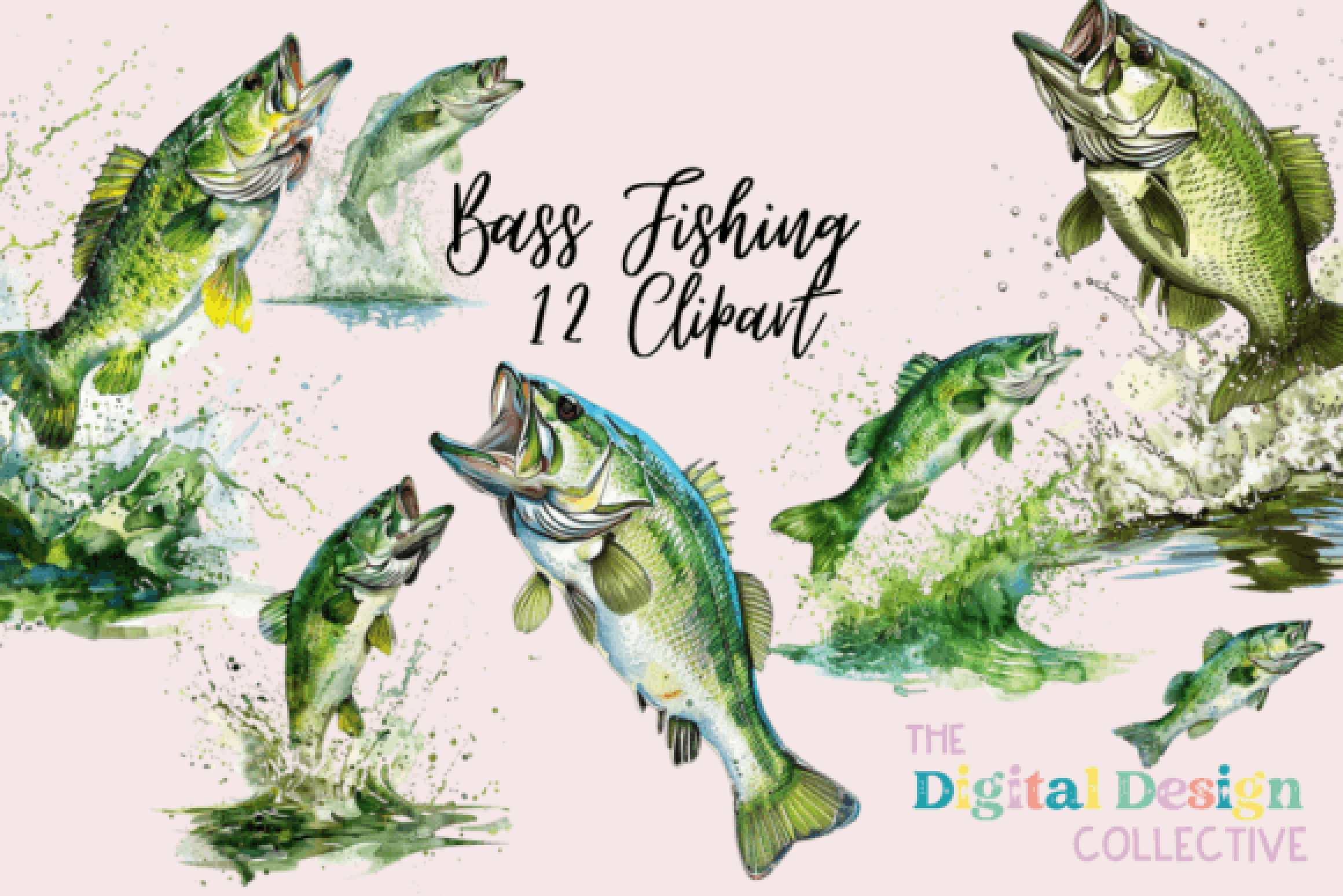 Ultimate Bass Fishing Design Clipart Bundle