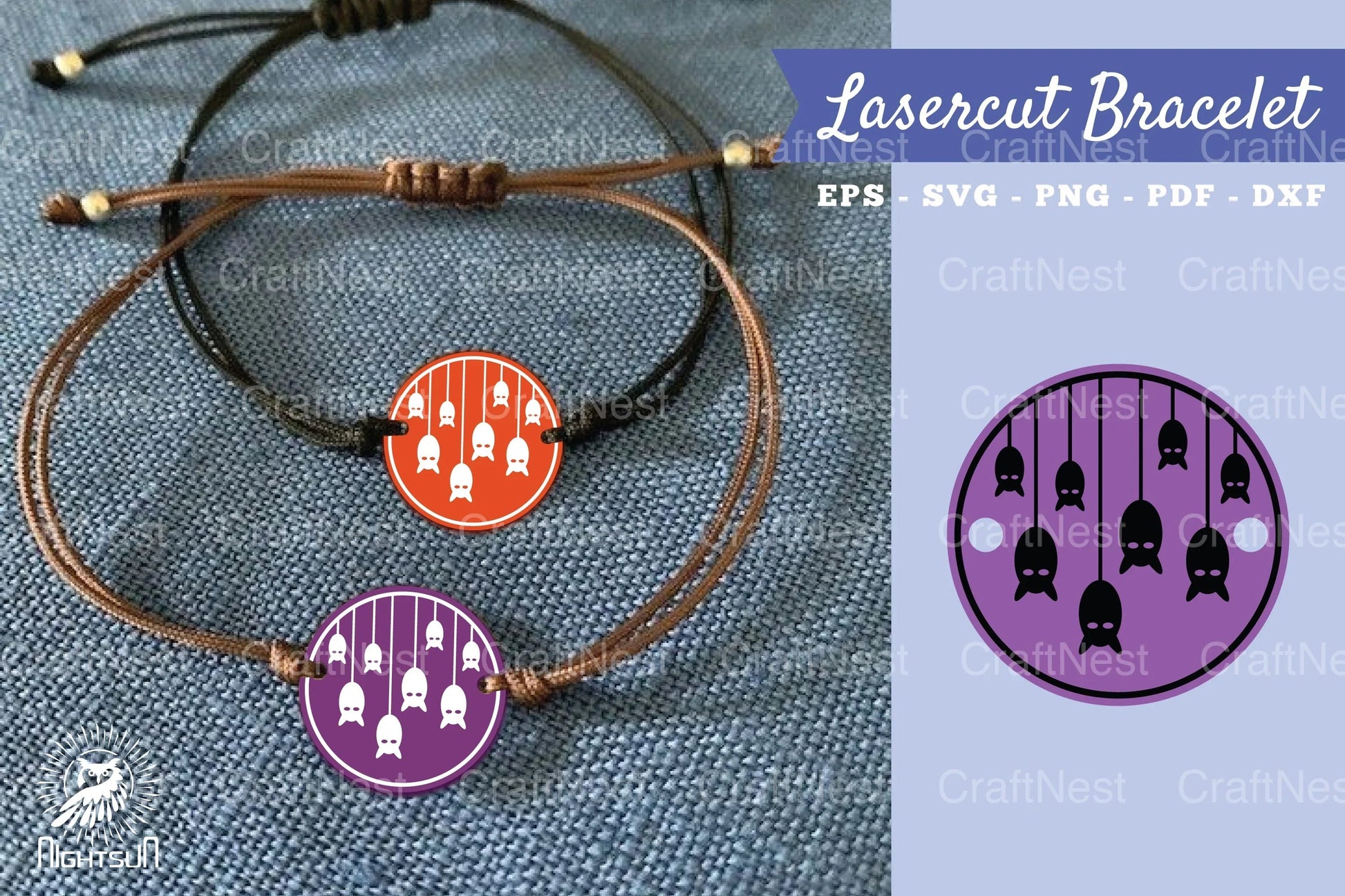 Bat Laser Cut Bracelet SVG Design Bundle - CraftNest - Digital Crafting and Art
