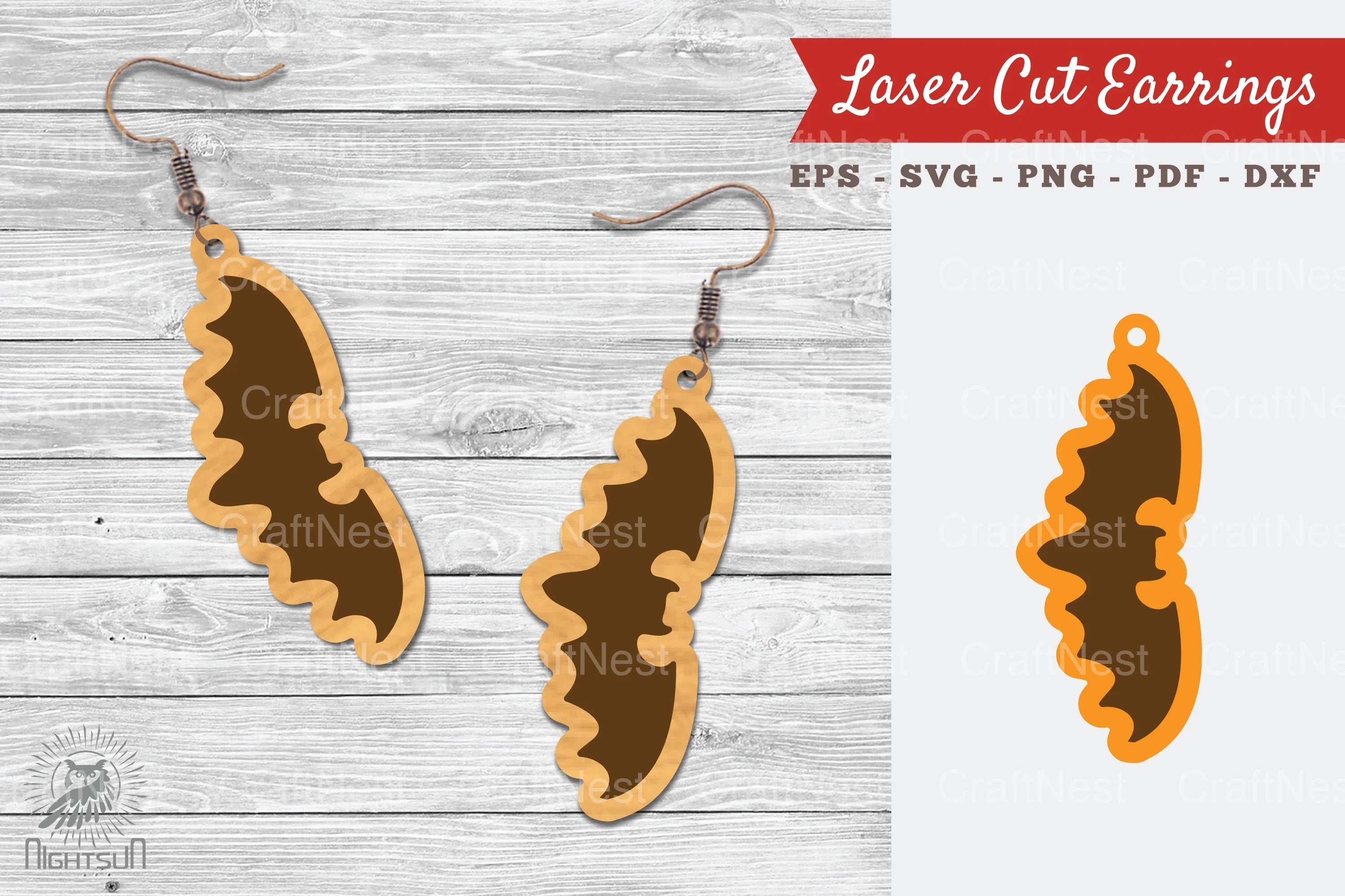 Bat Laser Cut Earrings SVG Design Bundle - CraftNest - Digital Crafting and Art