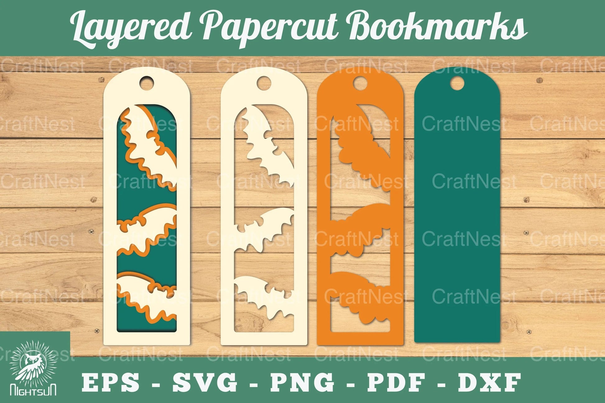 Bat Layered Papercut Bookmarks Clipart Bundle - CraftNest - Digital Crafting and Art