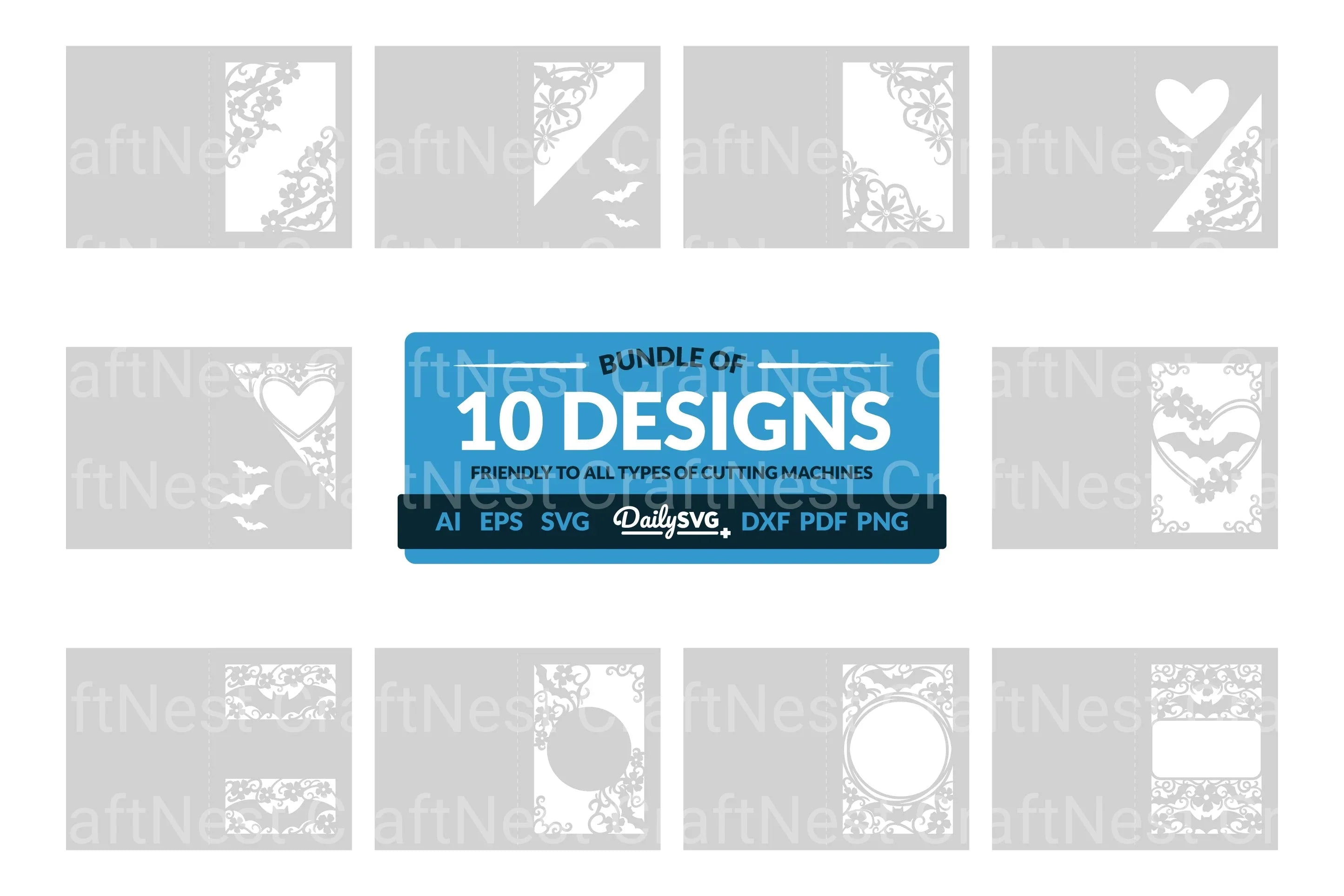 Daily SVG Bundles Bats and Floral Greeting Card Papercut Clipart