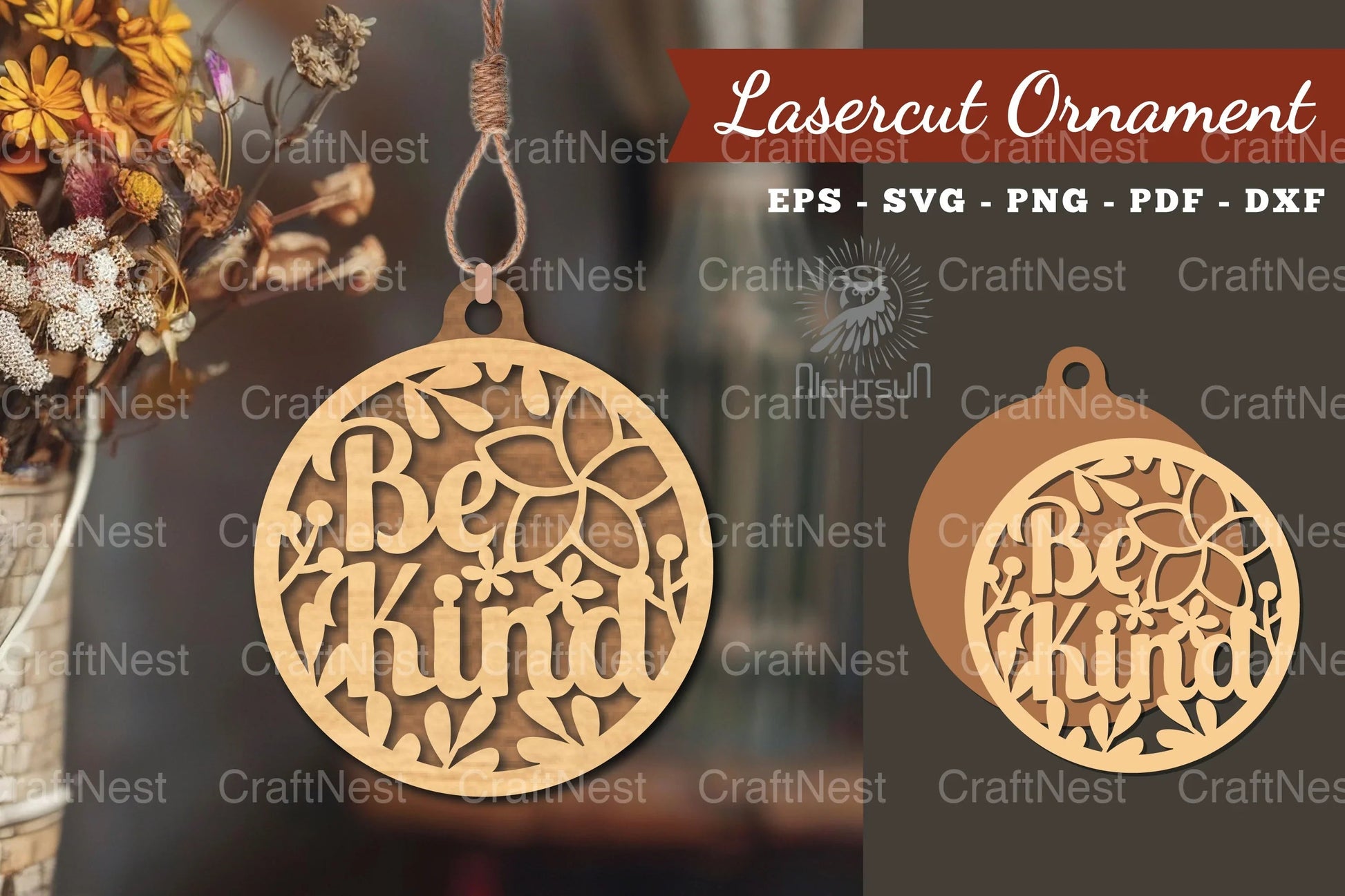 Be Kind Laser Cut Ornament Design Bundle - CraftNest - Digital Crafting and Art