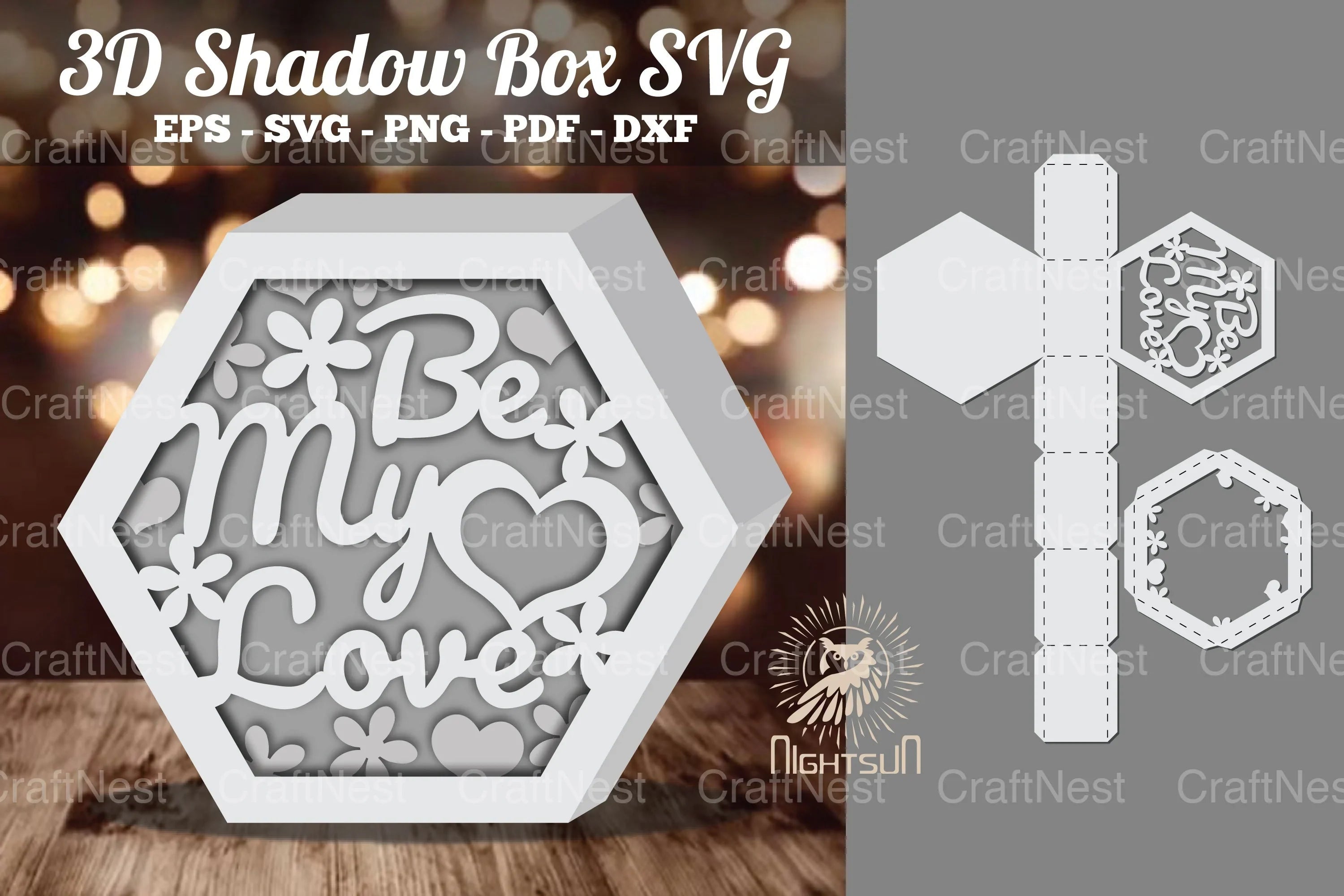 Be My Love Hexagon Shadow Box Clipart Bundle - CraftNest - Digital Crafting and Art