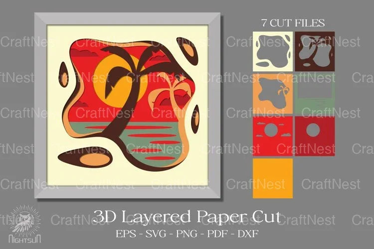 Beach 3D Layered Paper Cut Clipart Bundle - CraftNest - Digital Crafting and Art