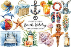 Beach Holiday Clipart Bundle 3 - CraftNest - Digital Crafting and Art