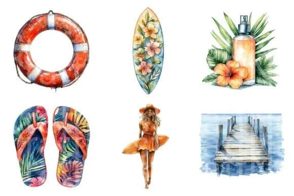 Beach Holiday Clipart Bundle 3 - CraftNest - Digital Crafting and Art