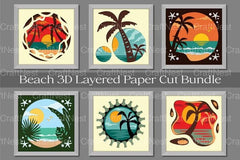 Beach Sunset 3D Layered Paper Cut Clipart Bundle - CraftNest - Digital Crafting and Art