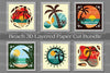 Beach Sunset 3D Layered Paper Cut Clipart Bundle