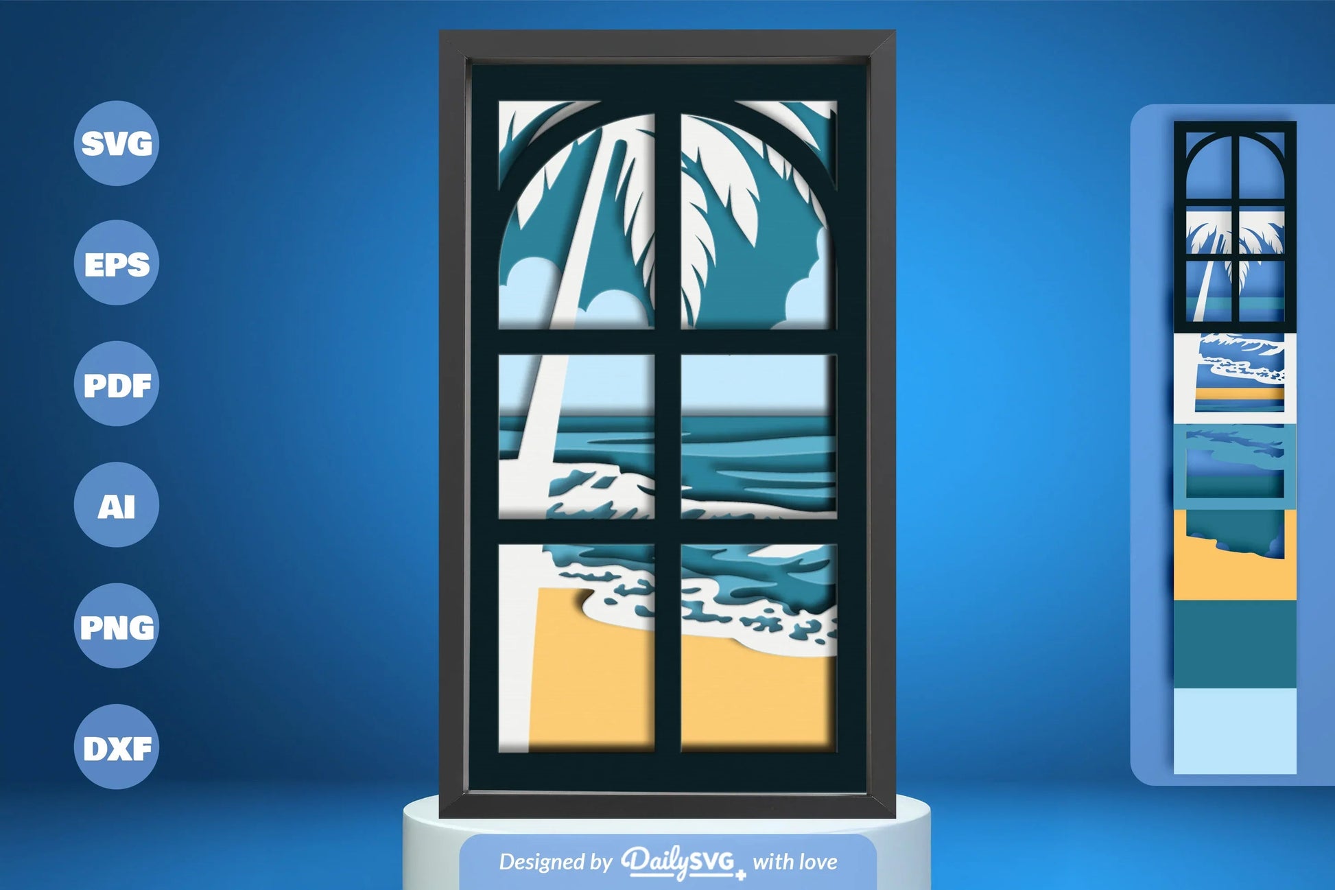 Beach View Window Papercut SVG Bundle - CraftNest - Digital Crafting and Art