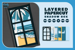 Beach View Window Papercut SVG Bundle - CraftNest - Digital Crafting and Art