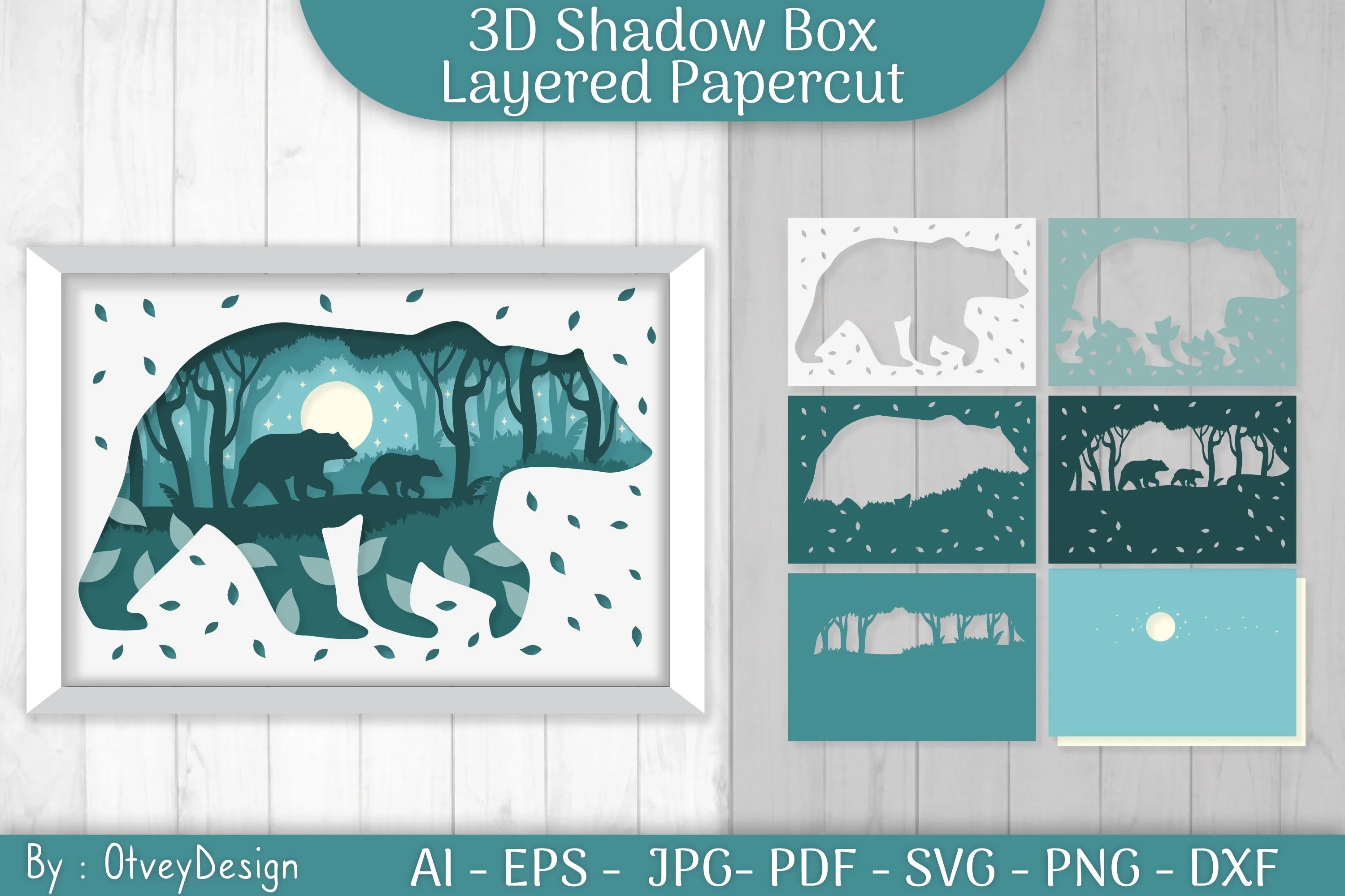 Bear 3D Shadow Box Layered Papercut SVG Bundle - CraftNest - Digital Crafting and Art