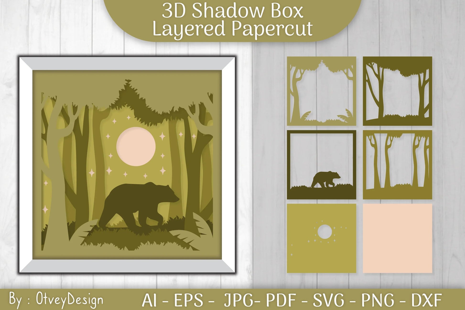 Bear Shadow Box Layered Papercut SVG Bundle - CraftNest - Digital Crafting and Art