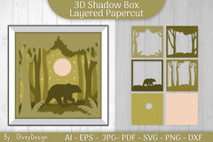 Bear Shadow Box Layered Papercut SVG Bundle - CraftNest - Digital Crafting and Art