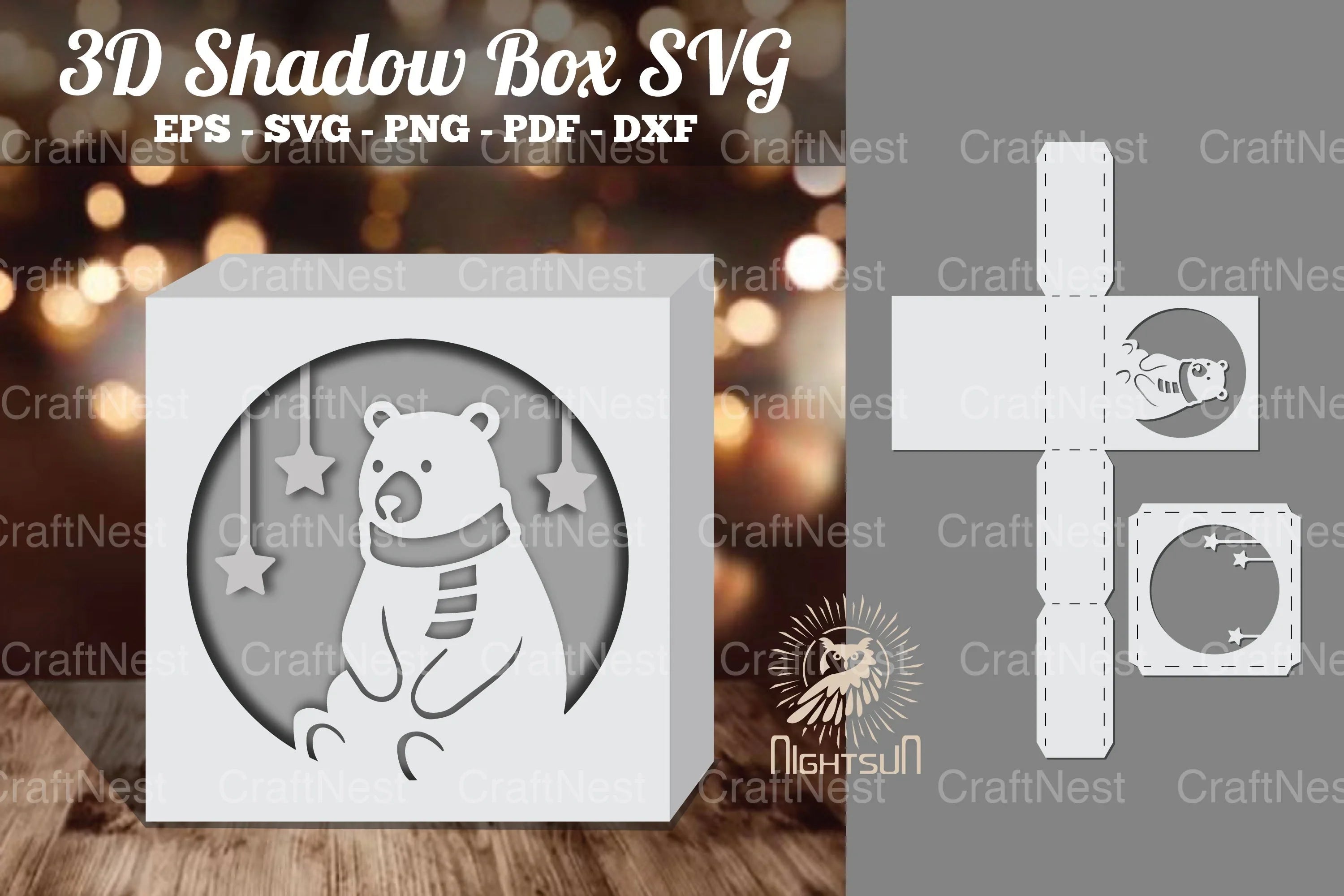 Bear 3D Papercut Shadow Box Clipart Bundle - CraftNest - Digital Crafting and Art