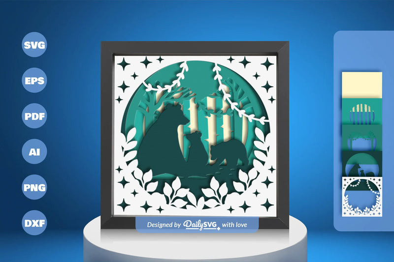 Bear Family Papercut SVG Bundle: Wild Nature Designs - CraftNest - Digital Crafting and Art