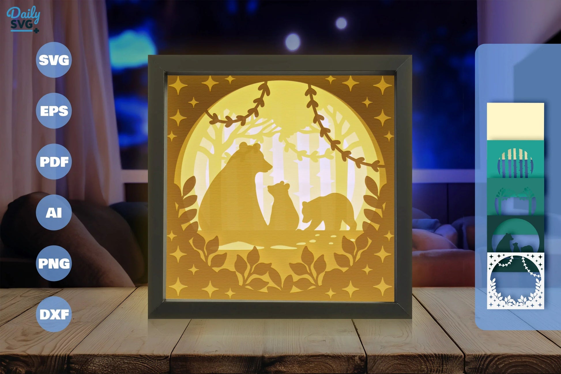 Bear Family Papercut SVG Bundle: Wild Nature Designs - CraftNest - Digital Crafting and Art