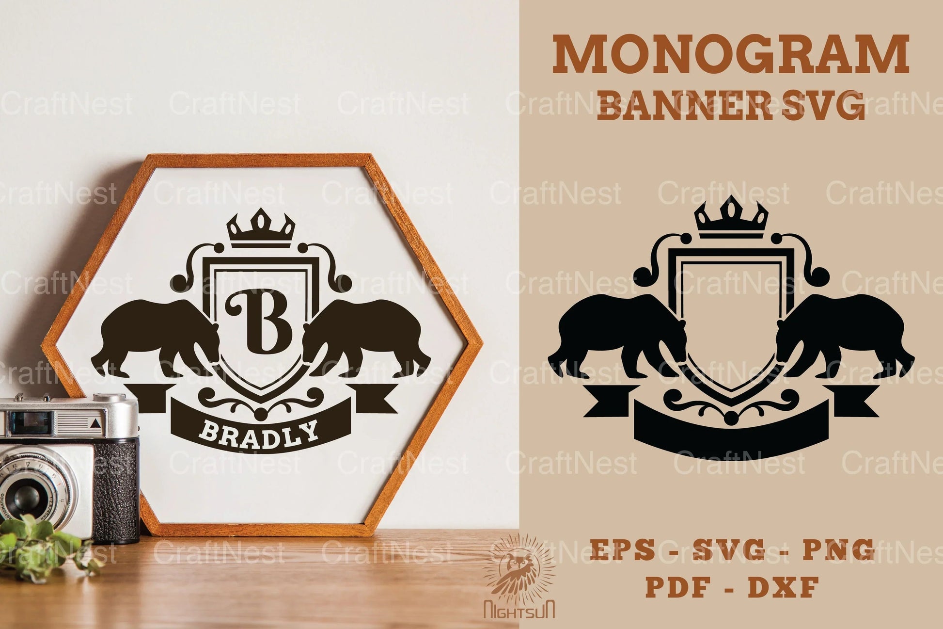 Bear Monogram Banner Clipart Bundle - CraftNest - Digital Crafting and Art