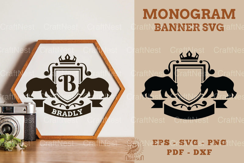 Bear Monogram Banner Clipart Bundle - CraftNest - Digital Crafting and Art