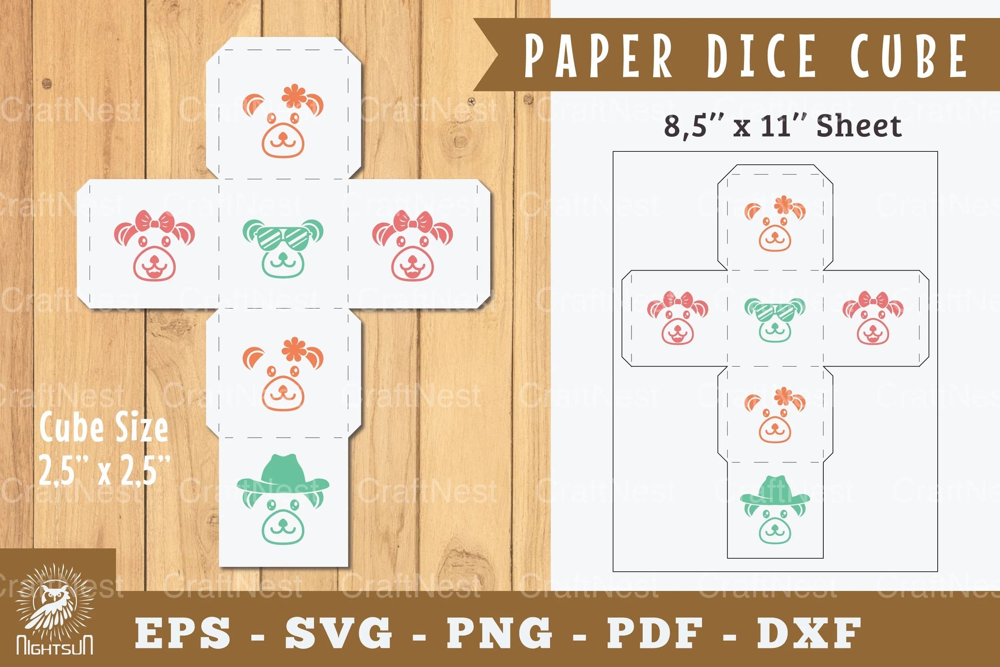 Bear Paper Dice Cube Printable - Clipart Bundle - CraftNest - Digital Crafting and Art