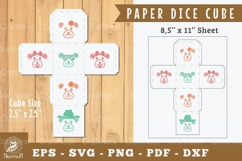 Bear Paper Dice Cube Printable - Clipart Bundle - CraftNest - Digital Crafting and Art