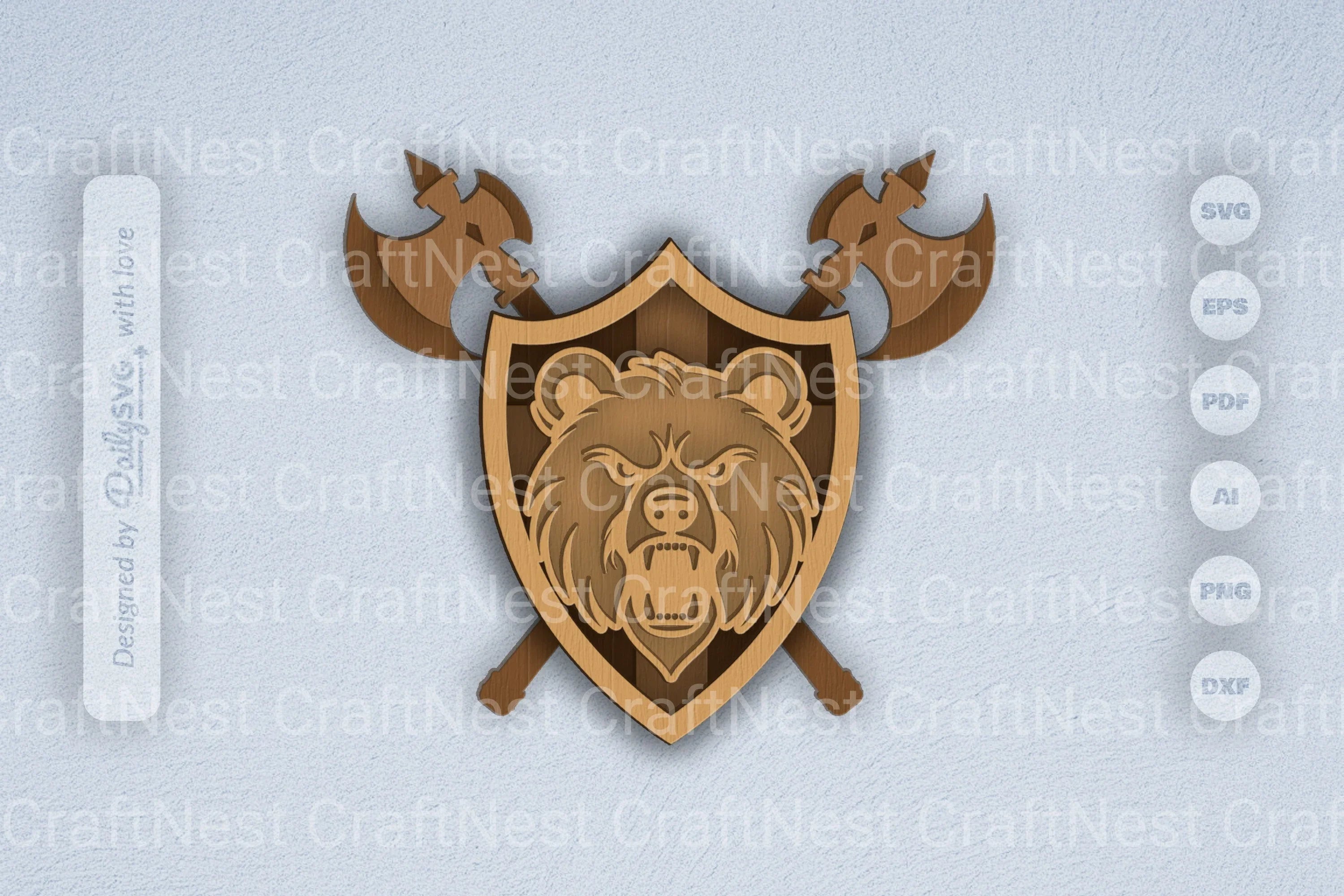 Bear Shield Laser Cut SVG Bundle