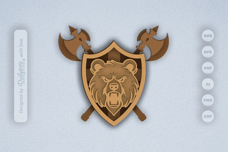 Bear Shield Laser Cut SVG Bundle - CraftNest - Digital Crafting and Art