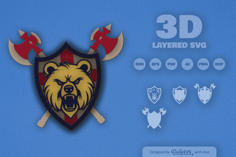Bear Shield Laser Cut SVG Bundle - CraftNest - Digital Crafting and Art