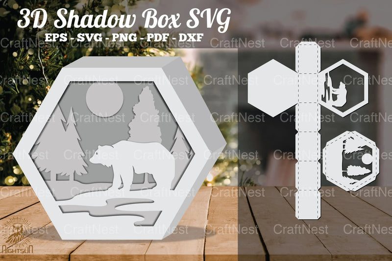 Bear in Forest 3D Shadow Box Clipart Bundle - CraftNest - Digital Crafting and Art