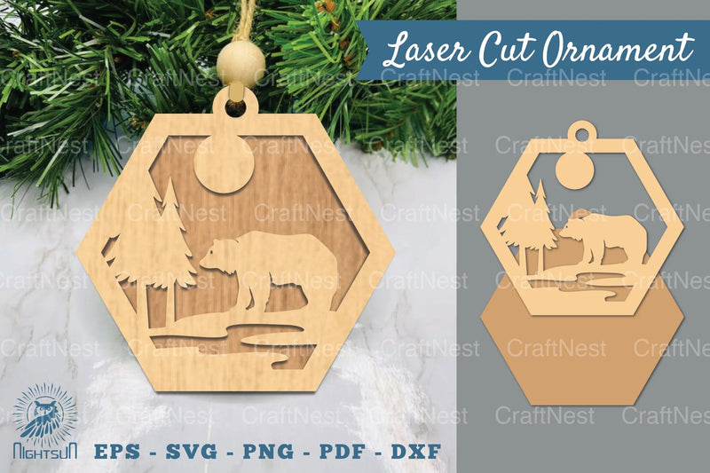 Bear in Forest Laser Cut Ornament Clipart Bundle - CraftNest - Digital Crafting and Art