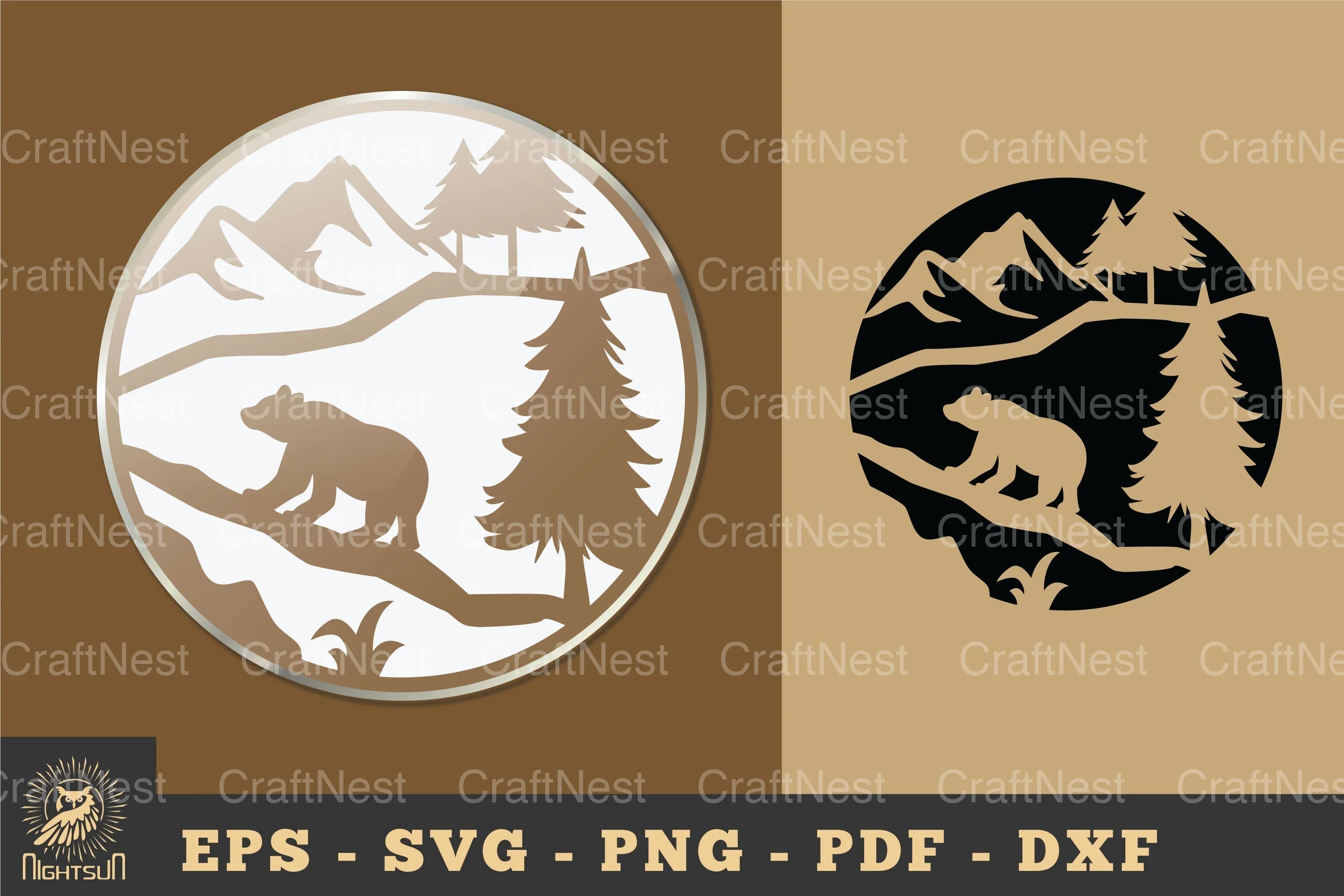 Bear in Forest Ornament Sticker Clipart Bundle - CraftNest - Digital Crafting and Art