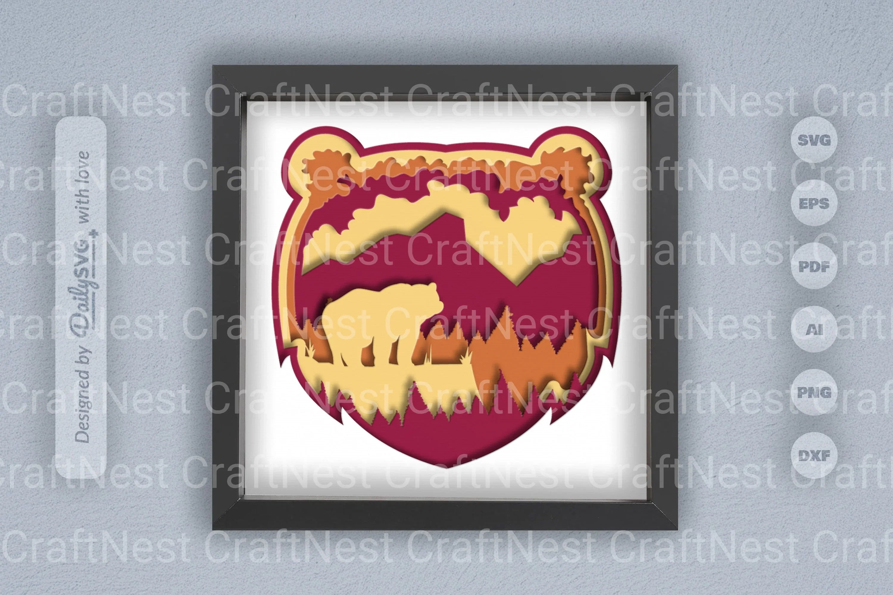 Bear in Nature Papercut SVG Bundle