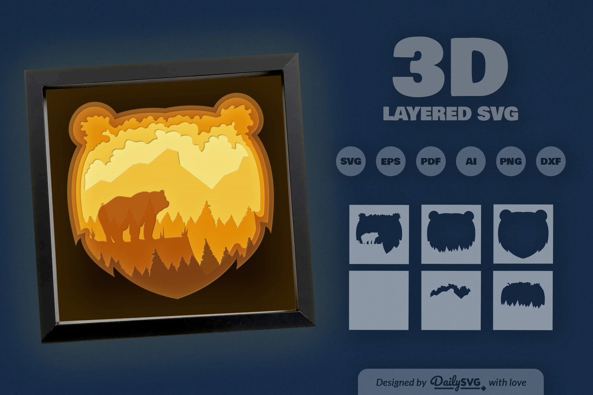 Bear in Nature Papercut SVG Bundle - CraftNest - Digital Crafting and Art