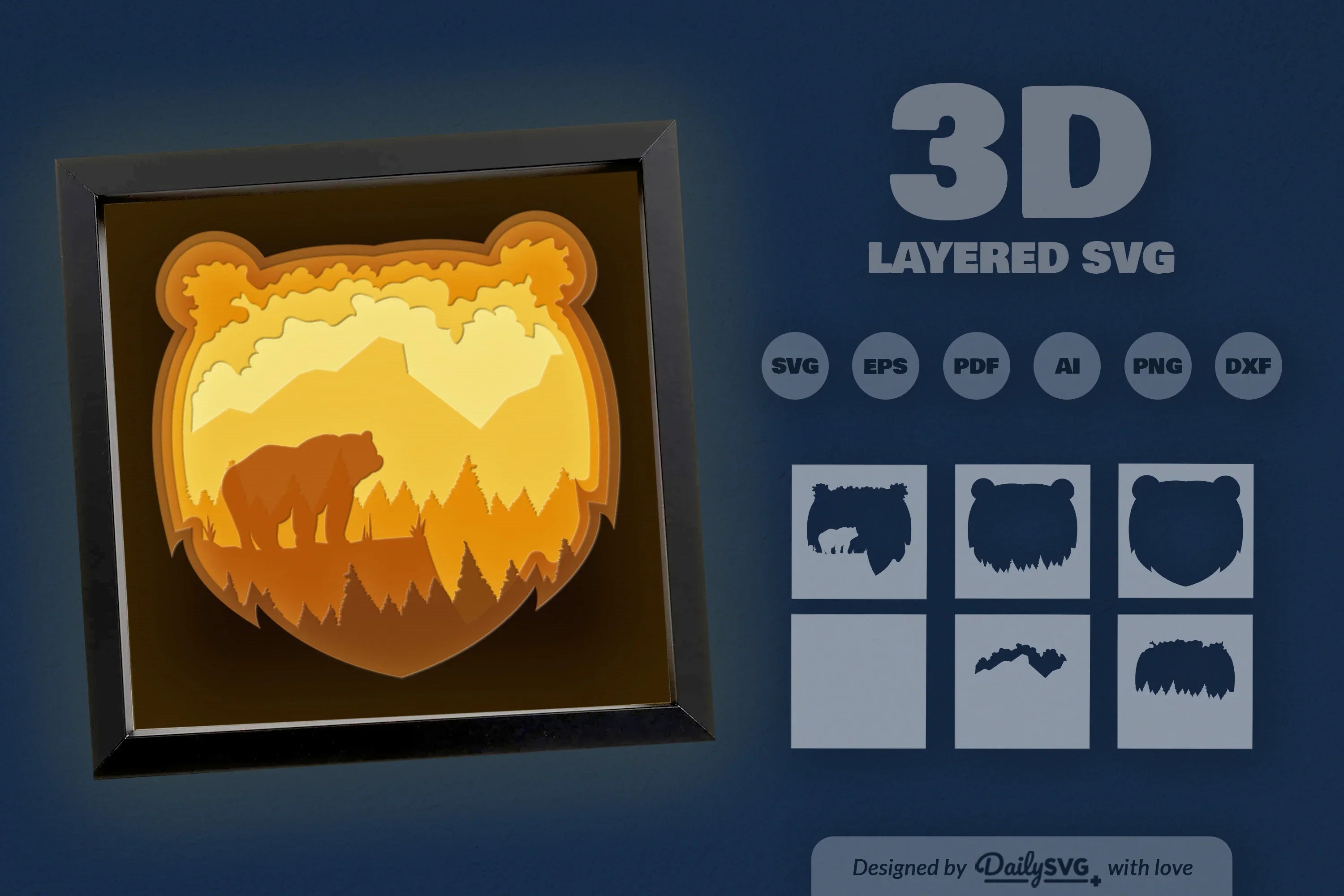 Bear in Nature Papercut SVG Bundle - CraftNest - Digital Crafting and Art